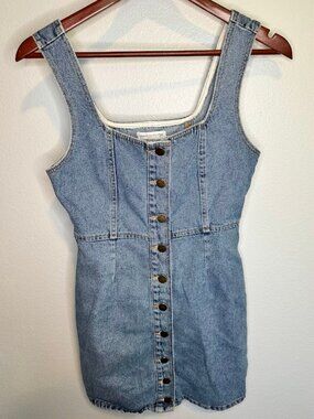 Urban Outfitters 100% Cotton Blue Denim Button Front Mini Dress - 2